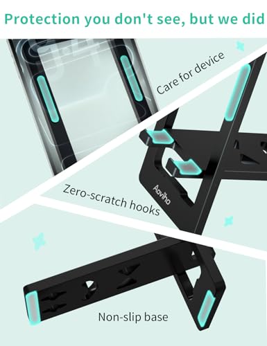 Aoviho Foldable Cell Phone Stand for Desk, Portable Phone Holder,Black - color: Black
