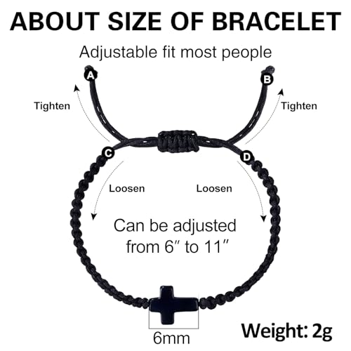Handmade Letter Initial Bracelets A M K for Women Men Teens Cross Bracelet Black Rope Braided Jewelry Jesus Christian Bracelets Gift - color: Cross