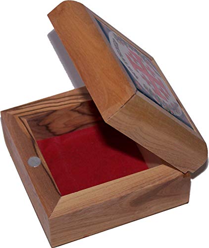 Holy Land Market First Communion Box - Rosary Box - Bethlehem Olive Wood - color: Cearmic - Jerusalem Cross