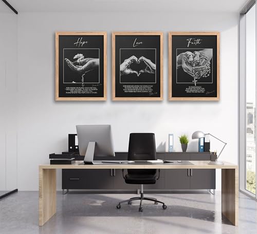Wood Framed Bible Verse Christian Canvas Wall Art Faith Hope Love Inspirational Quotes Picture Black White Biblical Poster Jeremiah 29 and John 3 Scripture Print Artwork for Living Room Office - color: Black Biblical-Framed, size: 24L''X16W''