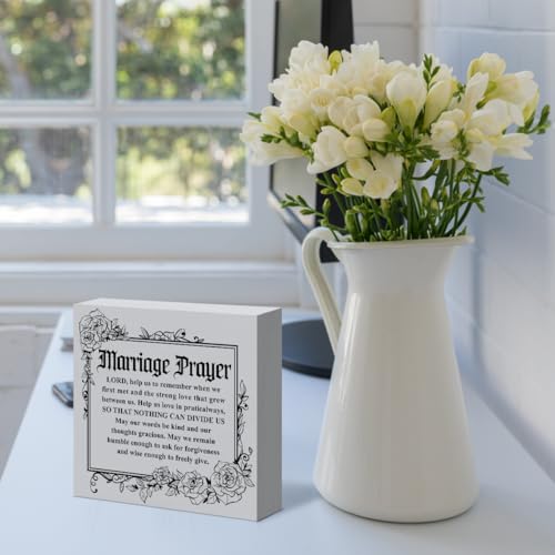 Wedding Gifts for Couples - Marriage Prayer Gift for Newlyweds Couple Bridal Shower Anniversary Christian Gift Wooden Box Sign