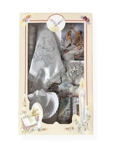 Boys or Girls Christening Baptism Candle Box Gift Set Missal in Spanish Shell Wall Cross Juego de Vela Bautizo Espanol