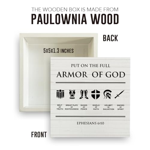 Inspirational Armor of God Christian Decor Christian Room Decor Prayer Room Decor Faith Scripture Box Sign Wooden Square Sign Decor Rustic Bible Verse Desk Decor Wood Sign for Home Farmhouse Office - color: Armor of God