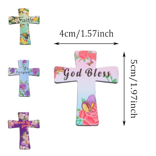 Penta Angel Magnetic Book Page Marks 24Pcs Colorful Floral Cross Magnet Page Markers Small Cute Book Clips for Office Reading Lover (Cross, 24)