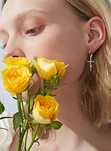 925 Sterling Silver Infinity Love of God Simple Dainty Faith Cross Dangle Earrings Religious Gift for Women - color: Faith