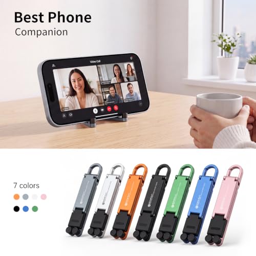 Portable Foldable Pocket Phone Stand with Keychain for Desk Travel(Grey) - color: Grey