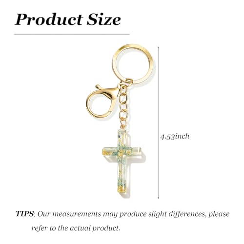 Angyape Cute Christian Cross Keychain for Women Purse Bag Charms Car Key Rings Accessories Flower Design Jesus Faith Gifts - color: B: Blue Keychain