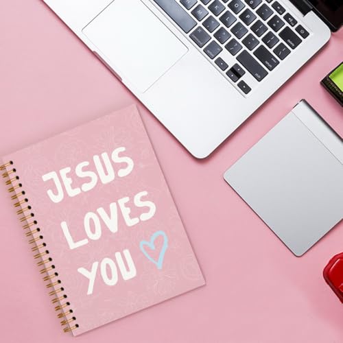 Pink Bible Study Notebook, Bible Note Taking Supplies Notebook Journal, Cute notebook, Bible Study Notebook Supplies Gifts Notebook for Teen Girls Student Teacher Women 5.5x8.3 inch - color: Jesus loves you pink