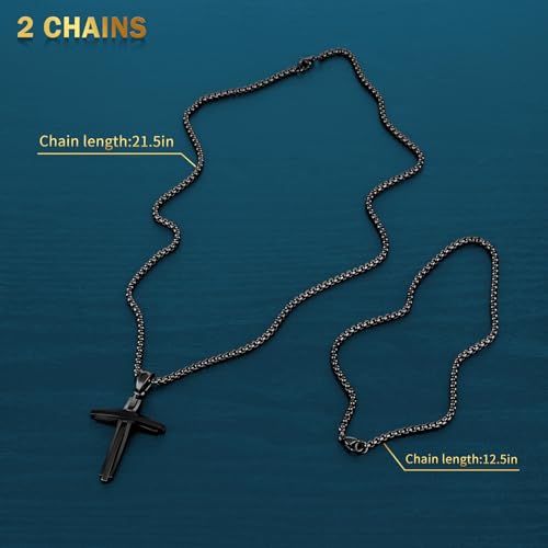 Car Rear View Mirror Polished Cross Pendant Crucifix Necklace - color: Black