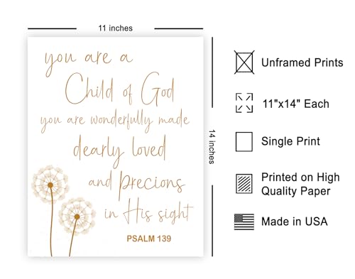 Monem Art You Are A Child Of God Poster - Nursery Print - Typography Art - Christian Design - Scripture Decor - Bible Verse Wall Print - Religious Kid’s Room - 11x14 UNFRAMED - color: Style-13, size: 11"L x 14"W