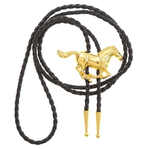 Western Cowboy Bolo tie for Men Women Gold Silver Death Skull Moth Cross Bolo Tie Christmas Deer Rooster Wolf Necktie Gift - color: 11# Gold