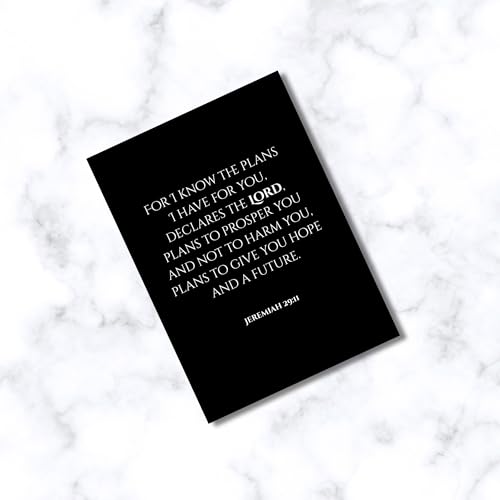 Inspiring Motivational Bible Verse Greeting Cards For Birthday, Retirement, Graduation, Sympathy, Strength, Mourning, Bereavement, Wedding Anniversary and Just Because For Christian Men and Women | Traditional Black and White Design (Jeremiah 29:11) - col