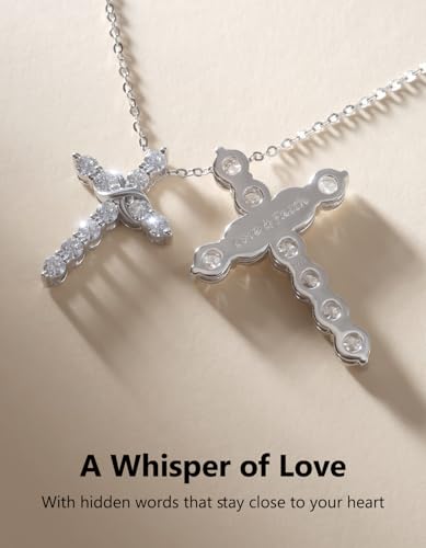KRKC&CO Moissanite Cross Necklace for Women: 0.6-4.3ct D-Color VVS1 - color: Silver F