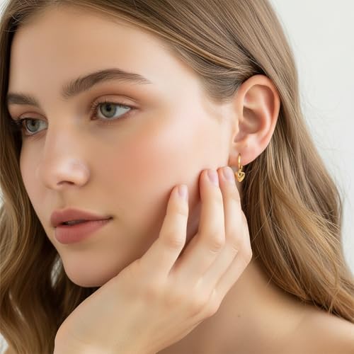 925 Sterling Silver Dangle Earrings Heart Star Cross Drop Earrings Dainty Gold Trendy Cute Earrings for Women - color: Heart, gold