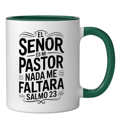 Spanish Christian With a Bible Verse Quote El Senor Es Mi Ceramic Mug, Dark Green/White, 11oz - color: Dark Green/White, size: 11 Ounces