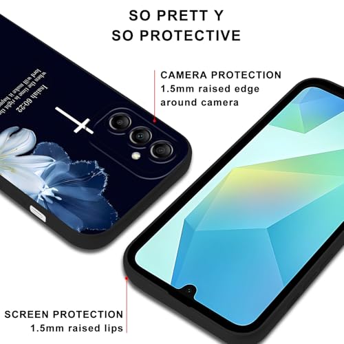 Christian Bible Verse Isaiah 60:22 Blue Lily Phone Case for Samsung Galaxy A16 5G 6.7 Inch – Religious Floral Scripture Protective Cover for Women Girls - color: White flowers, size: for Samsung Galaxy A16 5G