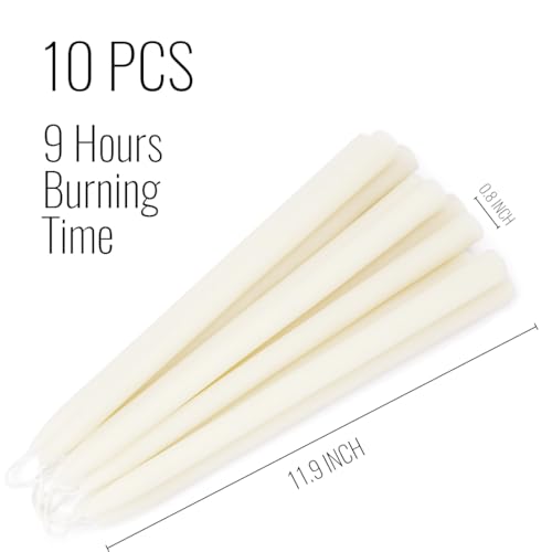 12-inch Ivory Beeswax Taper Candles - 9 Hour Long Burn Time, Pure Natural Non-Toxic Beeswax Candles, 24 Pack - color: Ivory, size: 12in-24pack