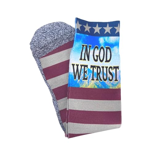 Bible Verse Socks for Men, Christian Scripture Crew Socks, Faith Gift - color: In God We Trust
