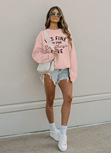 Oversized Sweatshirt for Women Funny Saying Sweatshirts Casual Graphic Pullover Fall Fashion Long Sleeve Shirt - color: Pink, size: X-Large