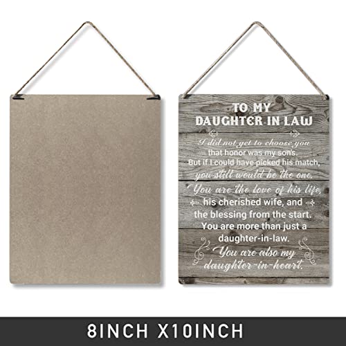 Qious Inspirational Signs Gift to My Daughter in Law I Did Not Get to Choose You That Honor Was My Son Wooden Hanging Sign Rustic Wall Art Home Decoration 10 x 8 Inches… - color: inlaw