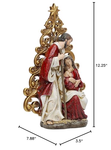 Joseph's Studio by Roman - Holy Family with Gold Filigree Tree Figure, 12.25" H, Resin and Stone, Decorative, Collection, Durable, Long Lasting