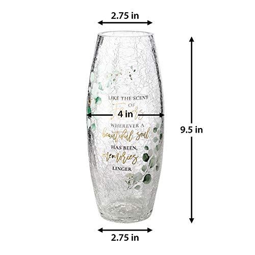 Lillian Rose Crackle Glass Memorial Flower Vase with Sympathy Verse