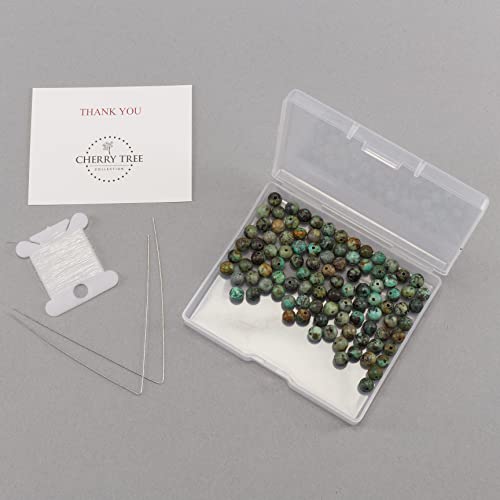 Cherry Tree Collection 100PCS 6mm African Turquoise Round Bead Craft Kit - color: african turquoise, size: 6mm