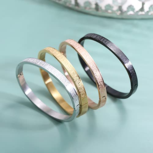 Qitian Islamic Jewelry Gifts for Women Allah Gold Bangles Bracelets Ayatul Kursi Arabic Cuff Bracelet for Women Men Islam Eid Ramadan New Year Gifts - color: M-Rose Gold-Oval - women