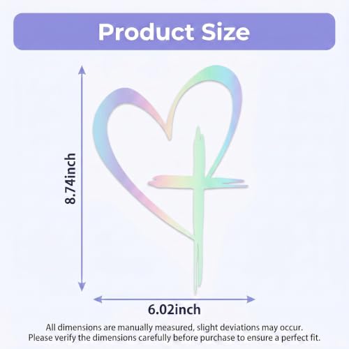 Love Cross Car Sticker Decal, Waterproof Auto Vinyl Heart Cross Stickers, 8.7" x 6" Christian Religious Car Heart Decals, Universal Auto Decoration for Cars Trucks Window Laptops (Holographic) - color: Sliver