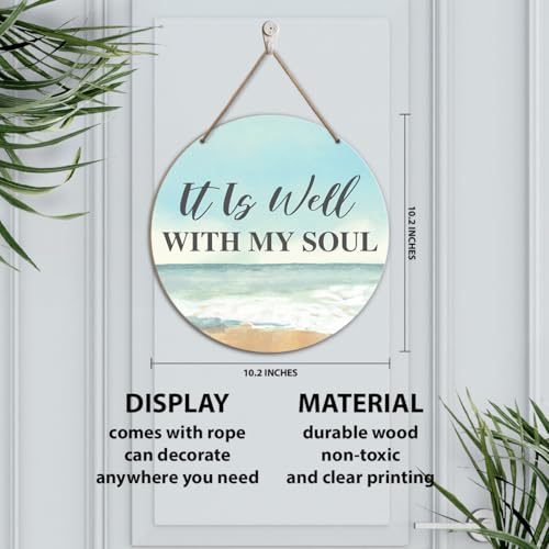 Christian Beach Home Wall Decor, Ocean Christian Bible Verses Wooden Hanging Sign Decor Wall Art, Beach Christian Religious Decoration for Home Office, Christian Gifts for Women Men - color: Soul