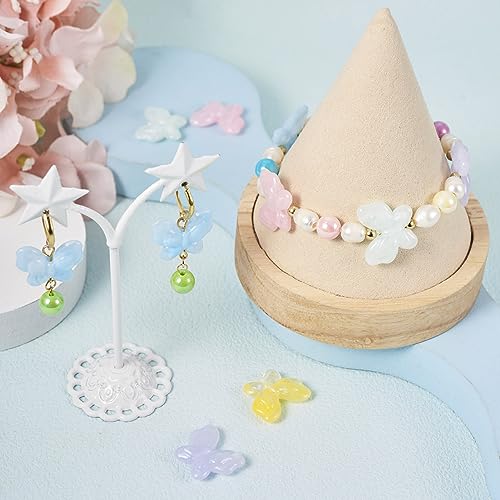 FASHEWELRY 80pcs Acrylic Butterfly & Pony Beads - Assorted Cute Kawaii Animals, Glitter, Colorful Kandi Bracelet & Necklace Beads for Jewelry Making - color: Butterfly-8 Colors