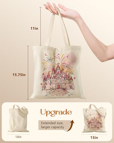 Miss Adola Canvas Tote Bag for Women with Zipper, Bow Castle - color: Bow Castle