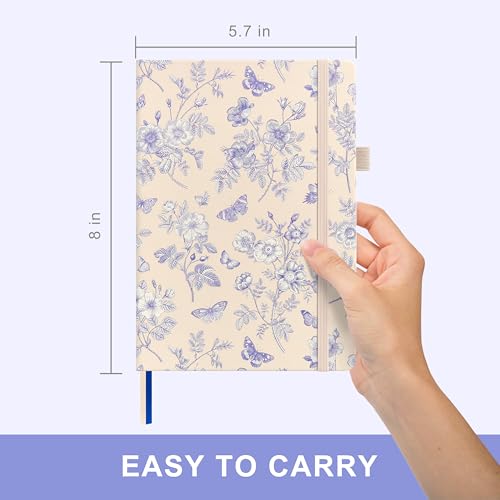 &And Per Se Lined Hardcover Notebook – A5 5.7"x8" College Ruled, 160 Pages, 100gsm Thick Paper – Aesthetic Journal for Women, Gift-Ready Planner, Everyday Writing Notebook (Blue Flowers) - color: b.Blue Flowers, style: Lined with Pattern