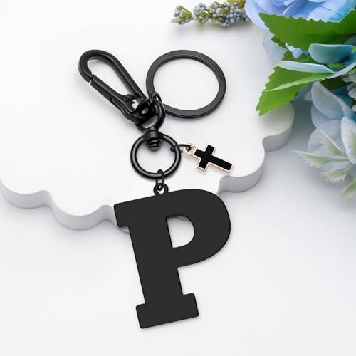 Dabihu Letter Keychain Christian Letter A-Z Alphabet Keyring for Backpack Handbag Alphabet Monogram Key Chain - color: P