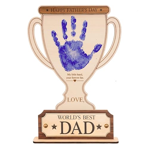 Fathers Gift for Dad from Kids, Custom Fathers Day Best Dad Ever gifts Hands Down Sign, Personalized Fathers Day Dads Gift from kids daughter son, First fathers day Daddy gift for new dad/Birthday - color: Happy Dad