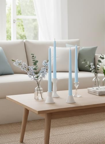 10" Classic Taper Candles, Sky Blue, 4-Pack, 7-8 Hours Long Burning, Unscented Tall Candlesticks - color: Sky Blue, size: 4PK