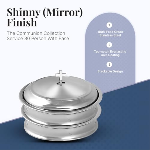 Communion Tray for Church with Lid, Stainless Steel - Set of 2 Trays
