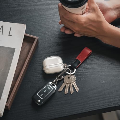VULKIT Genuine Leather Keychain for Men & Women Everyday Carry Accessories - color: Red/Black
