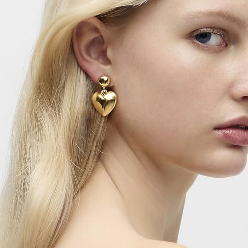 14K Gold Earring Cross Waterdrop Butterfly Heart Knot Earrings for Women Gold Silver Cross Leverback Drop Gold Silver Teardrop Hoop Dangle Earring White Gold Dangle Drop Earring - color: Gold- Heart Dangle Earring