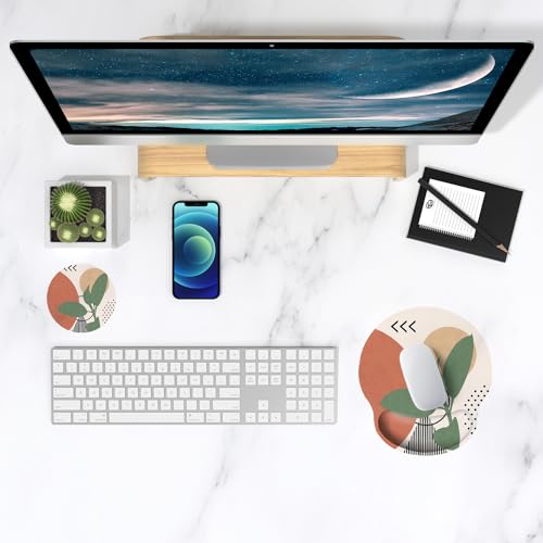 ITNRSIIET Ergonomic Mouse Pad with Wrist Support Wrist Rest Smooth Surface Non-Slip Rubber Base Comfortable Office Supplies Pain Relief, 9.8 x 9.1 inches, Modern Abstract Style - color: Modern Abstract Style