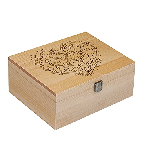 EXISTING Memory Box for Keepsakes, Heart Wooden Box with Hinge Lid - color: Beige