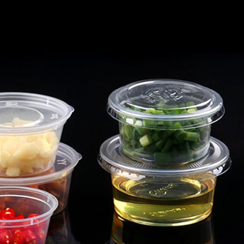 400 Pack 0.5 Oz Disposable Portion Sauce Cups with Lids, Clear Condiment Containers with Lids, Jello Shot Souffle Cups, Sampling Tasting Cups for for Parties and Events, Communion