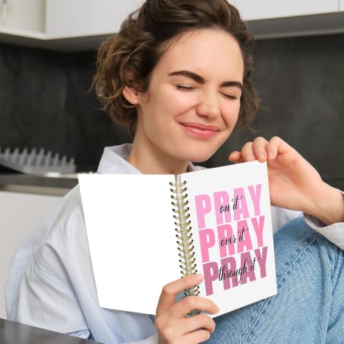 UTELKA Pink Christian Notebook, Prayer Bible Spiral Notebook 5.5x8.3 - color: Pink Prayer On It Prayer Over It