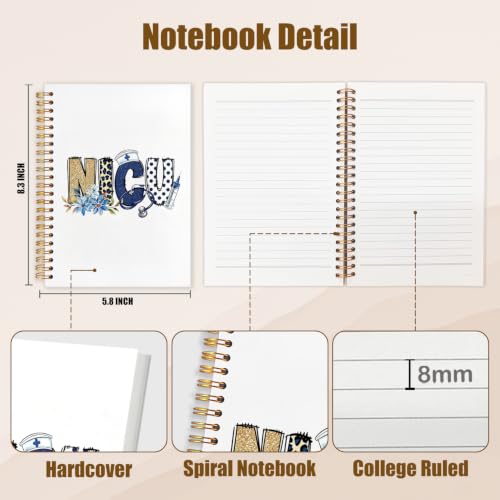 NATSUNO NICU Nurse Gifts Spiral Notebook Journal for Women 5.5x8.3in - color: White Labor and Delivery