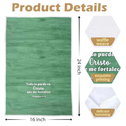 Spanish Christian Bible Verses Kitchen Towels Set, Spanish Christian Decorative Waffle Weave Dish Towels, Religious Scripture Hand Tea Towel, 16x24 Inch Set of 4 - color: Christian- 10
