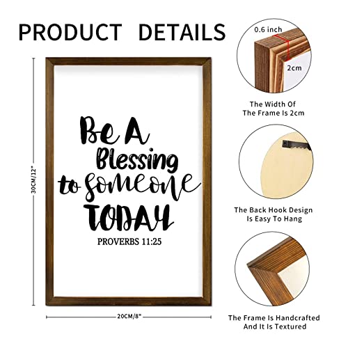 Country Wood Frame Sign Be A Blessing to Someone Today Sign Religious Christian Gift Scripture Wood Framed Wall Hanging Sign Art Decor for Home Bedroom Kitchen 12x8in Housewarming Gift - color: A-8, size: 8"L x 12"W