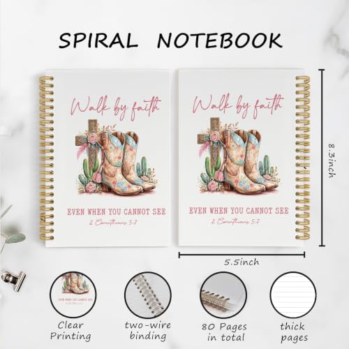 YLZlhb Christian Cross Western Cowgirl Spiral Notebook Journal 5.5x8.3 Inch - color: boots2