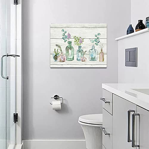 Farmhouse Bathroom Botanical Flower Wall Art Floral Bathroom Pictures Wall Decor Bottles and Plants Canvas Prints Framed Modern Painting Artwork for Kitchen Bedroom Living Room Office 16"x12" - color: Flower-16, size: 16"L x 12"W