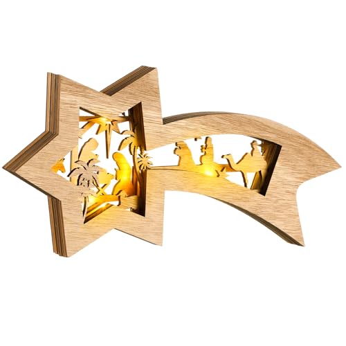 Bucherry Wooden Nativity Scene Christmas Tabletop Ornament,Classic - style: Classic