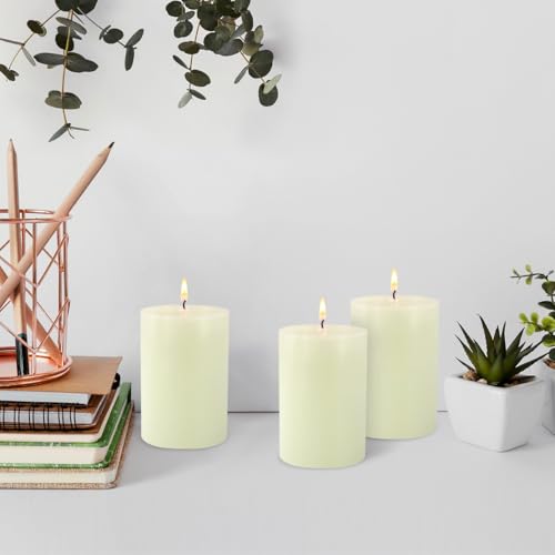 6 Pk 2.75x3.25 Ivory Pillar Candles Unscented Dripless Home Decor - color: Ivory